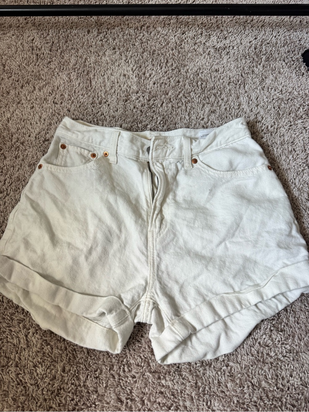 Levi's White Rolled-Hem Denim Shorts